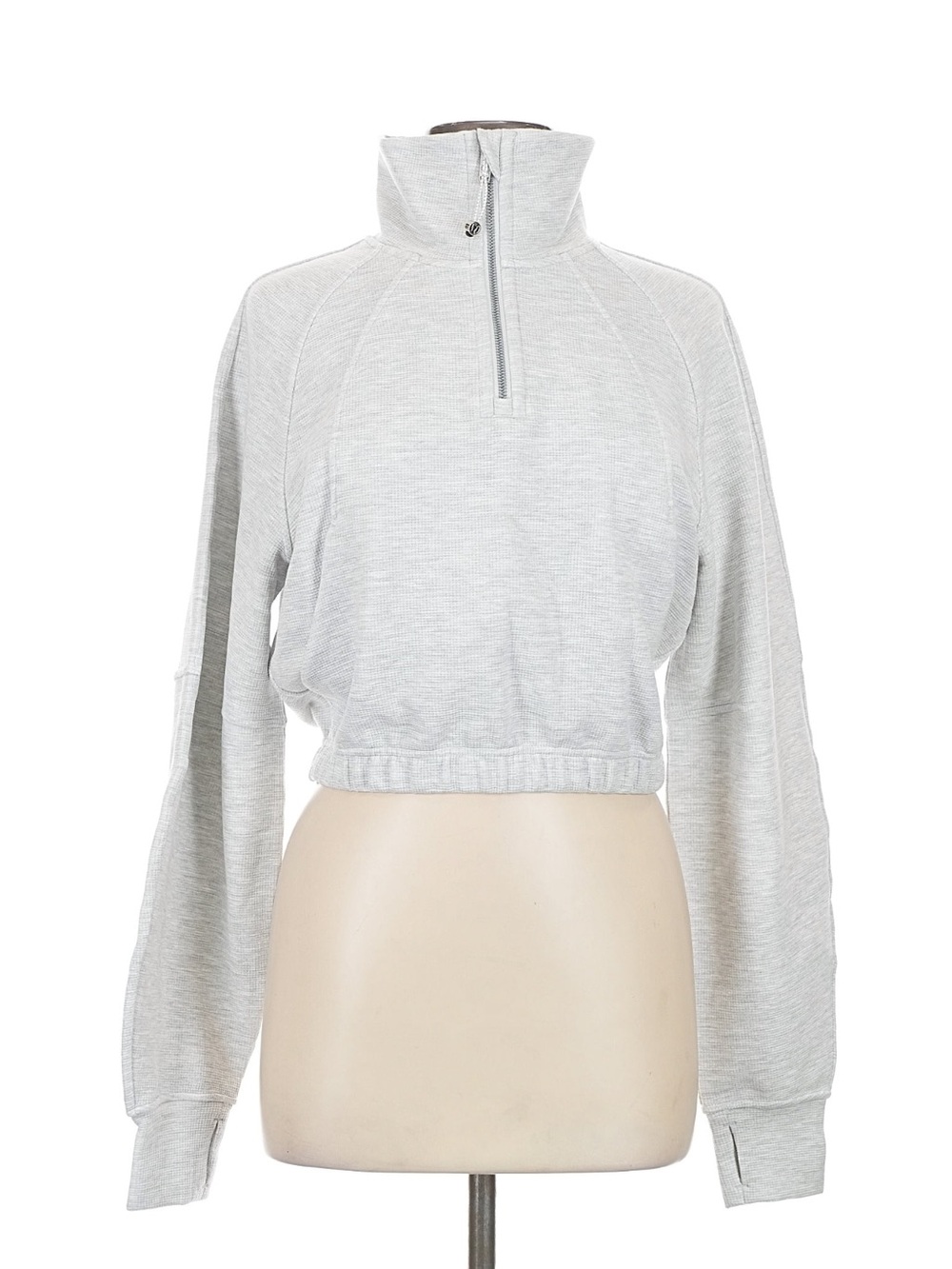 Lululemon scuba waffle Heather Gray Cropped Quarter-Zip Pullover